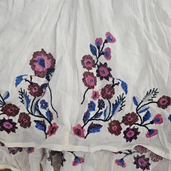 Free People Te amo White Embroidered Boho Tunic Mini Dress Top Bell Sleeves S - Picture 4 of 10